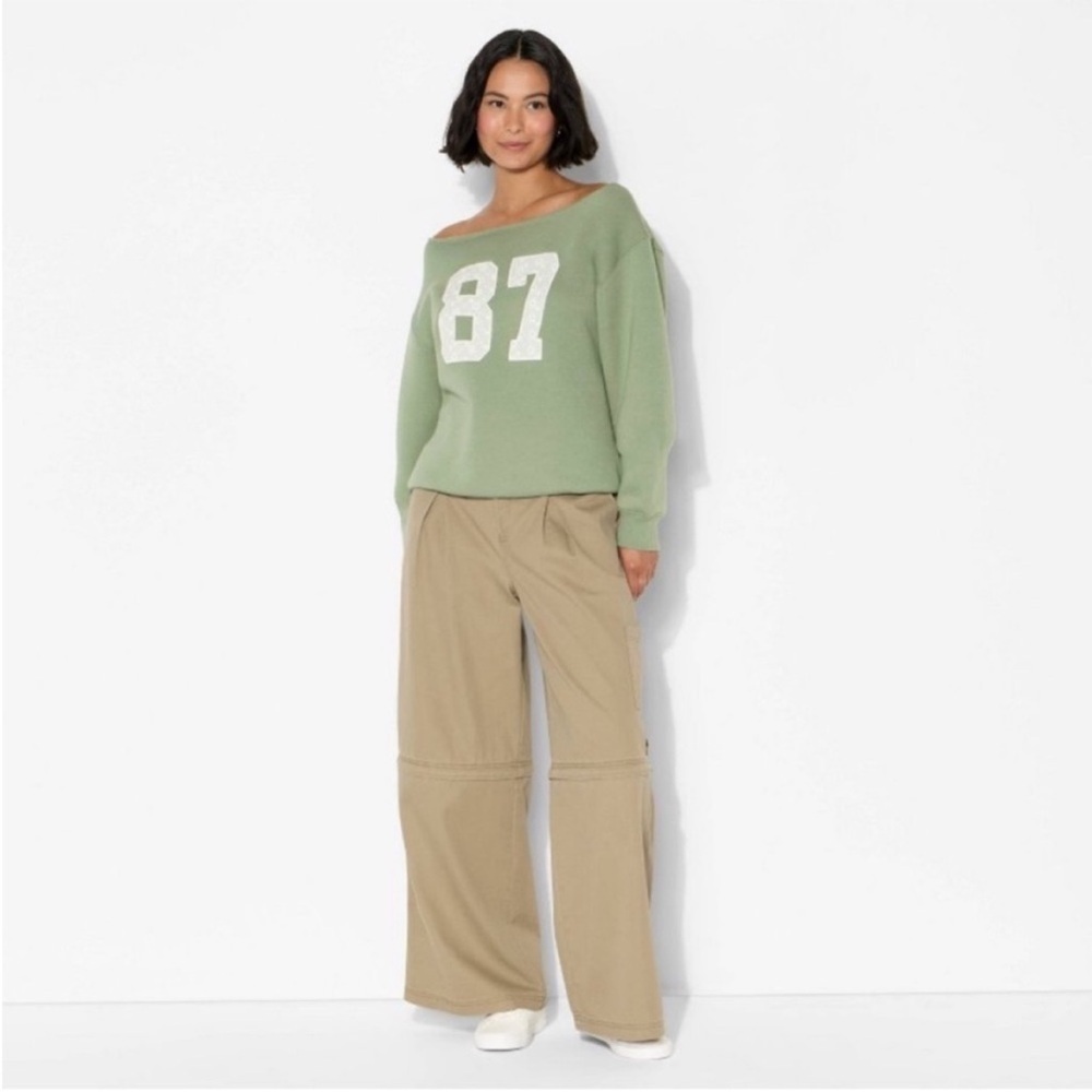 Women's Off the Shoulder Sweatshirt -
Wild Fableβ’ Green XS, NWT